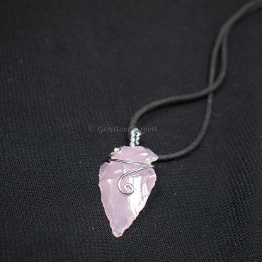 Rose Quartz Arrowheads Wire Warped Pendants