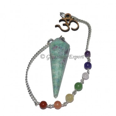 Ruby Zoisite Pendulum With Seven Chakra Chain