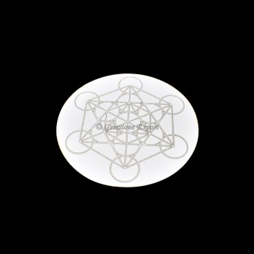 Metatron Engraved Wooden White Coaster