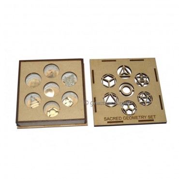 Crystal Quartz Scared Geometry Set With Transparent Square Gift Box