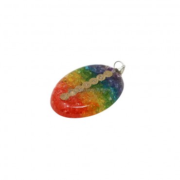Dyed Seven Chakra Orgone Oval Shaped Pendant