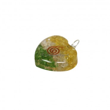 Citrine, Selenite and Peridot Heart Shaped Pendant