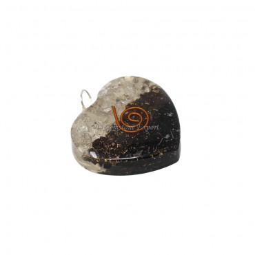 Crystal Quartz and Black Tourmaline Heart Shaped Pendant
