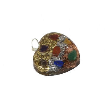 Seven Chakra Golden, Silver and Brass Heart Shaped Pendant