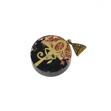 Black Tourmaline with Brass Filling Ankh Orgone Pendant