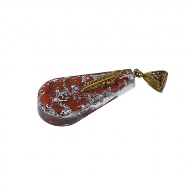 Red Jasper with Sword Pear Shaped Orgone Pendant