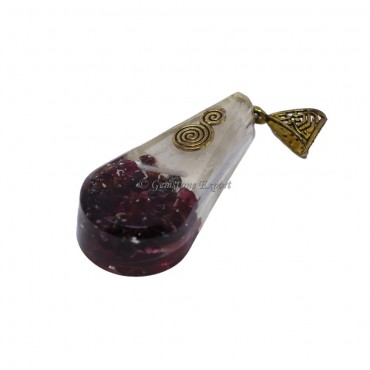 Garnet and Selenite Pear Shaped Orgone Pendant