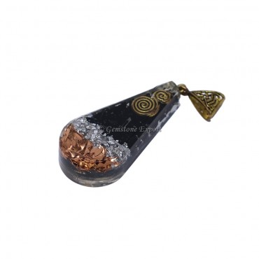 Black Tourmaline Pear Shaped Orgone Pendant