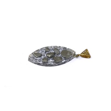 Silver Fillings with Pyrite Marquise Shaped Orgone Pendant