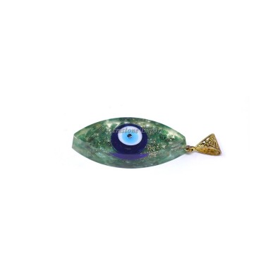 Green Aventurine with Evil Eye Marquise Shaped Orgone Pendant