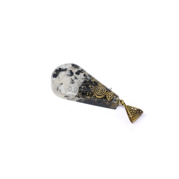 Rainbow Moonstone with Black Tourmaline Orogone Pendant