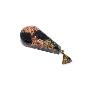 Black Touramline with Copper Fillings Pear Shaped Orgone Pendant