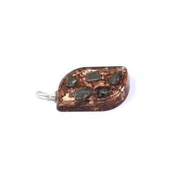 Pyrite with Copper Fillings Leaf Shaped Orgone Pendant