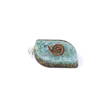 Amazonite With Copper Coil Leaf Shaped Pendant