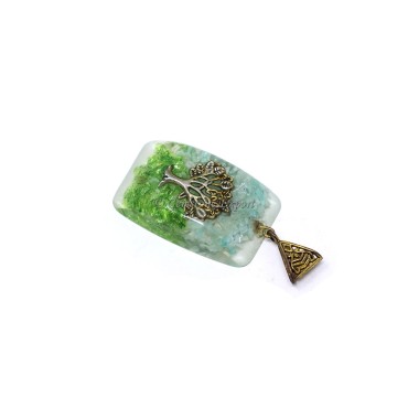Green and Blue Dyed With Tree of Life Orgone Pendant