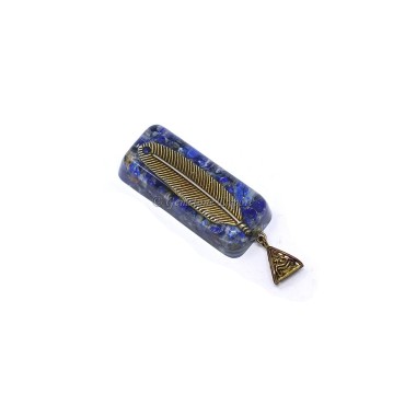 Lapiz Lazuli with Leaf Orgone Bar Pendant