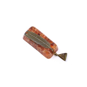 Carnelian with Leaf Orgone Bar Pendant