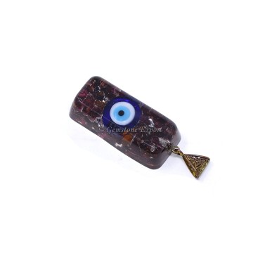 Garnet with Evil Eye Orgone Bar Pendant