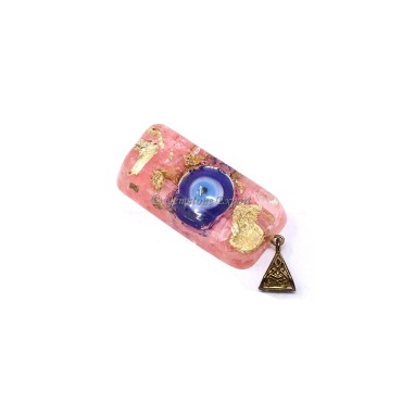 Rose Quartz with Evil Eye Orgone Bar Pendant