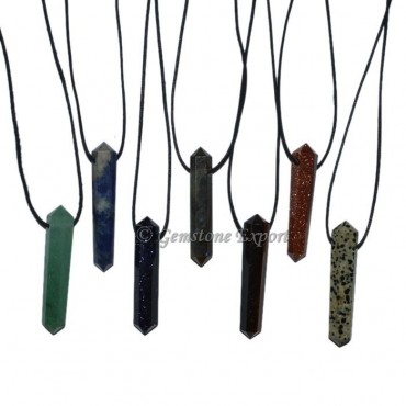 Mix Gemstone Vogel Pendants with Lather Cord