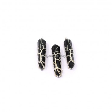 Black Tourmaline Vogel Wire Wrap Pendant